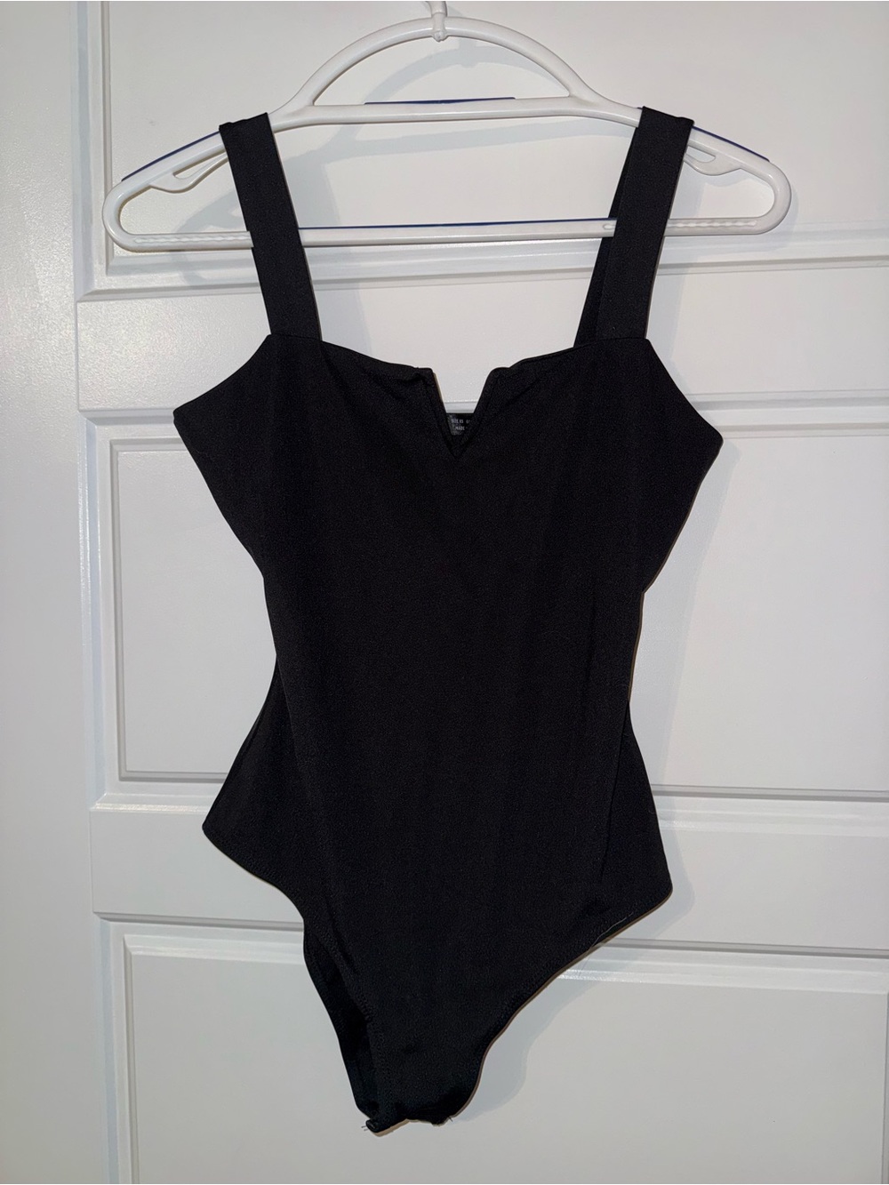 SHEIN Black Square Neck Bodysuit with Wide Straps